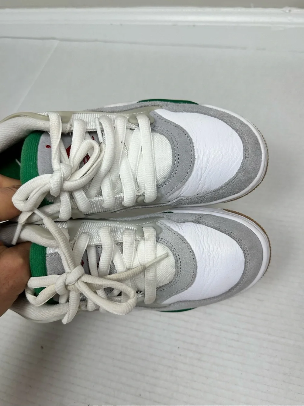 Nike Air Jordan 4 RM FQ7938-103 White/NeutralGrey/Wolf Grey/Pine Green Kids 4.5Y - Picture 5 of 15